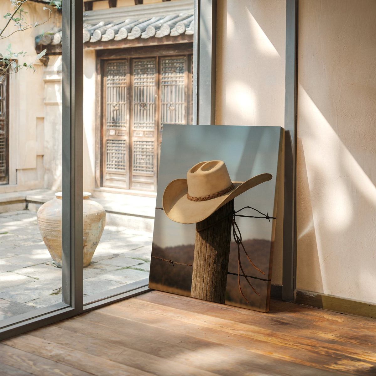 Cowboy Hat on Fence Post - Quarter Circle AK Boutique