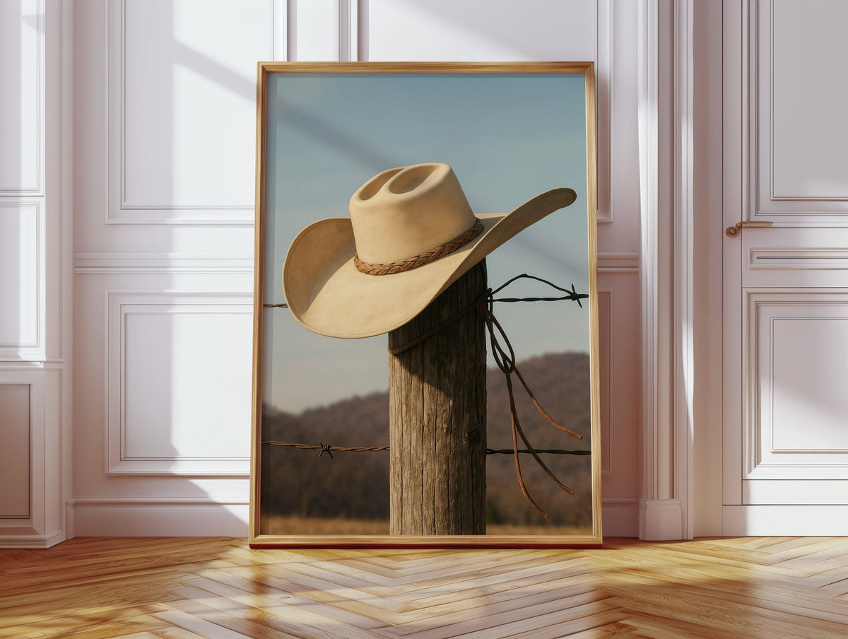 Cowboy Hat on Fence Post - Quarter Circle AK Boutique