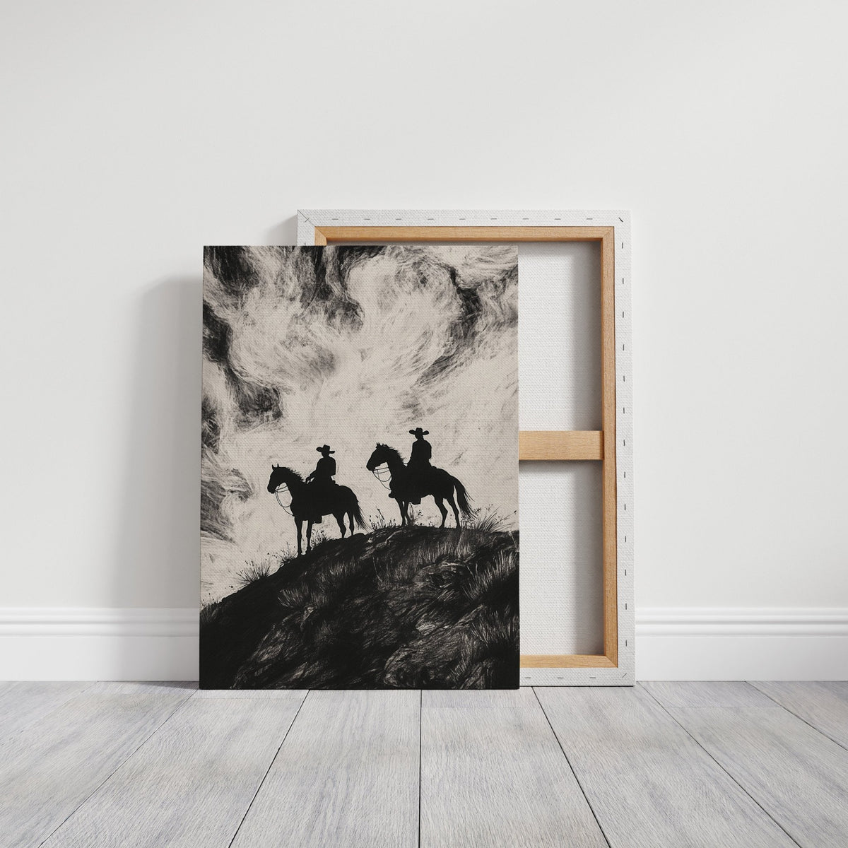 Cowboy Ridge Silhouette Print – Western Horseback Wall Art - Quarter Circle AK Boutique