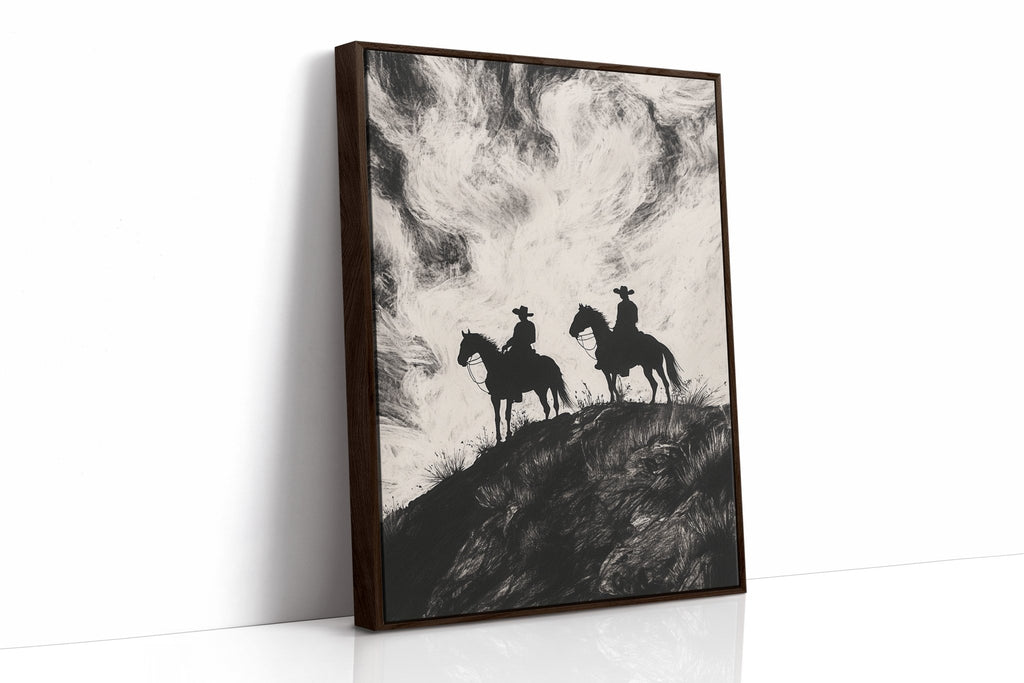 Cowboy Ridge Silhouette Print – Western Horseback Wall Art - Quarter Circle AK Boutique