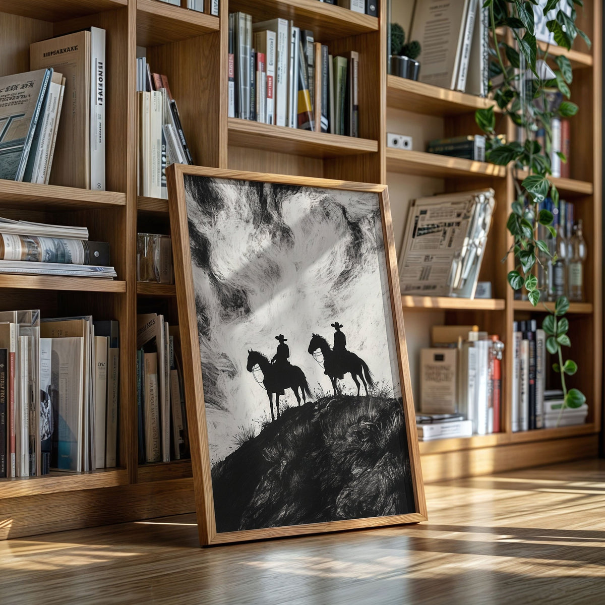 Cowboy Ridge Silhouette Print – Western Horseback Wall Art - Quarter Circle AK Boutique