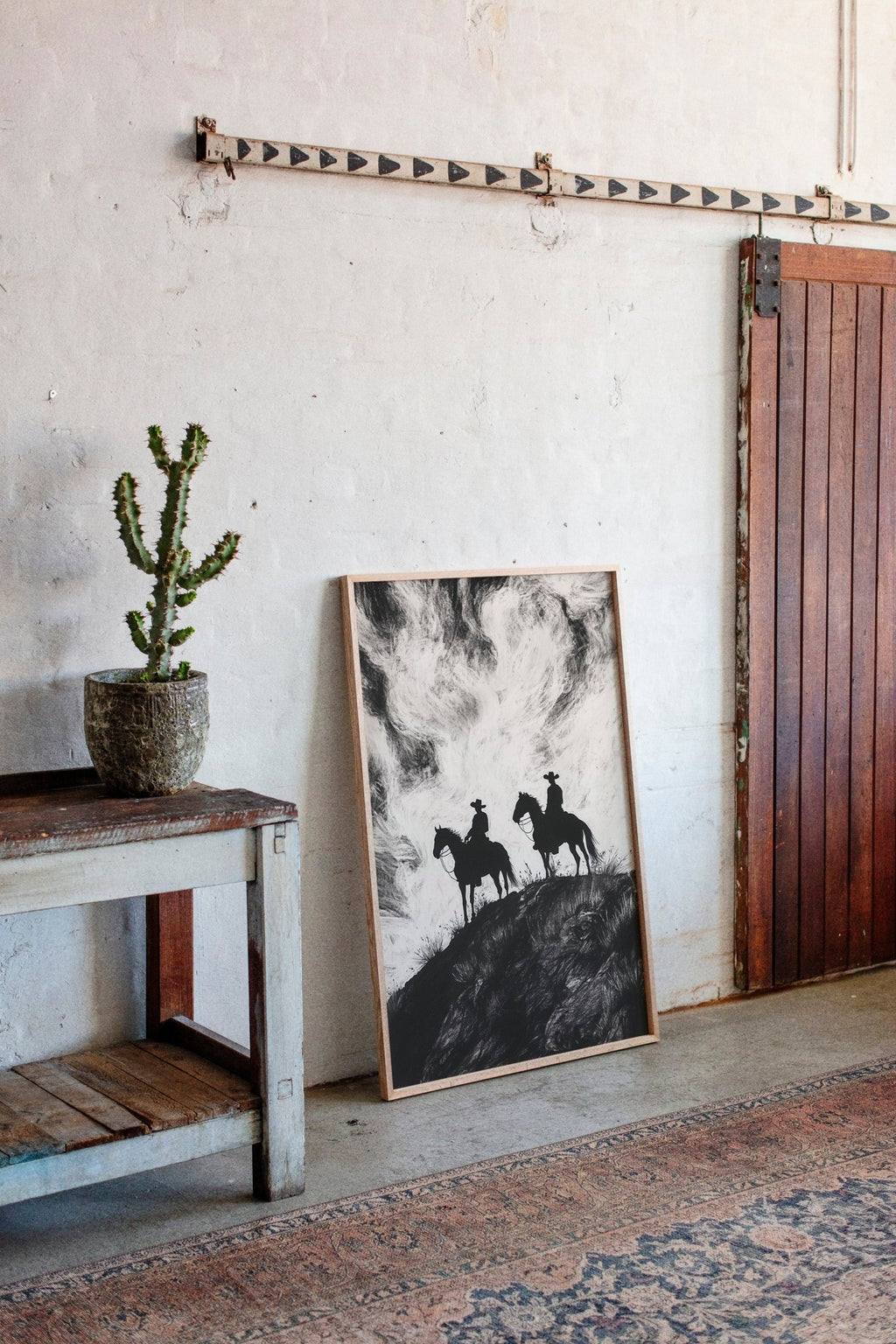 Cowboy Ridge Silhouette Print – Western Horseback Wall Art - Quarter Circle AK Boutique