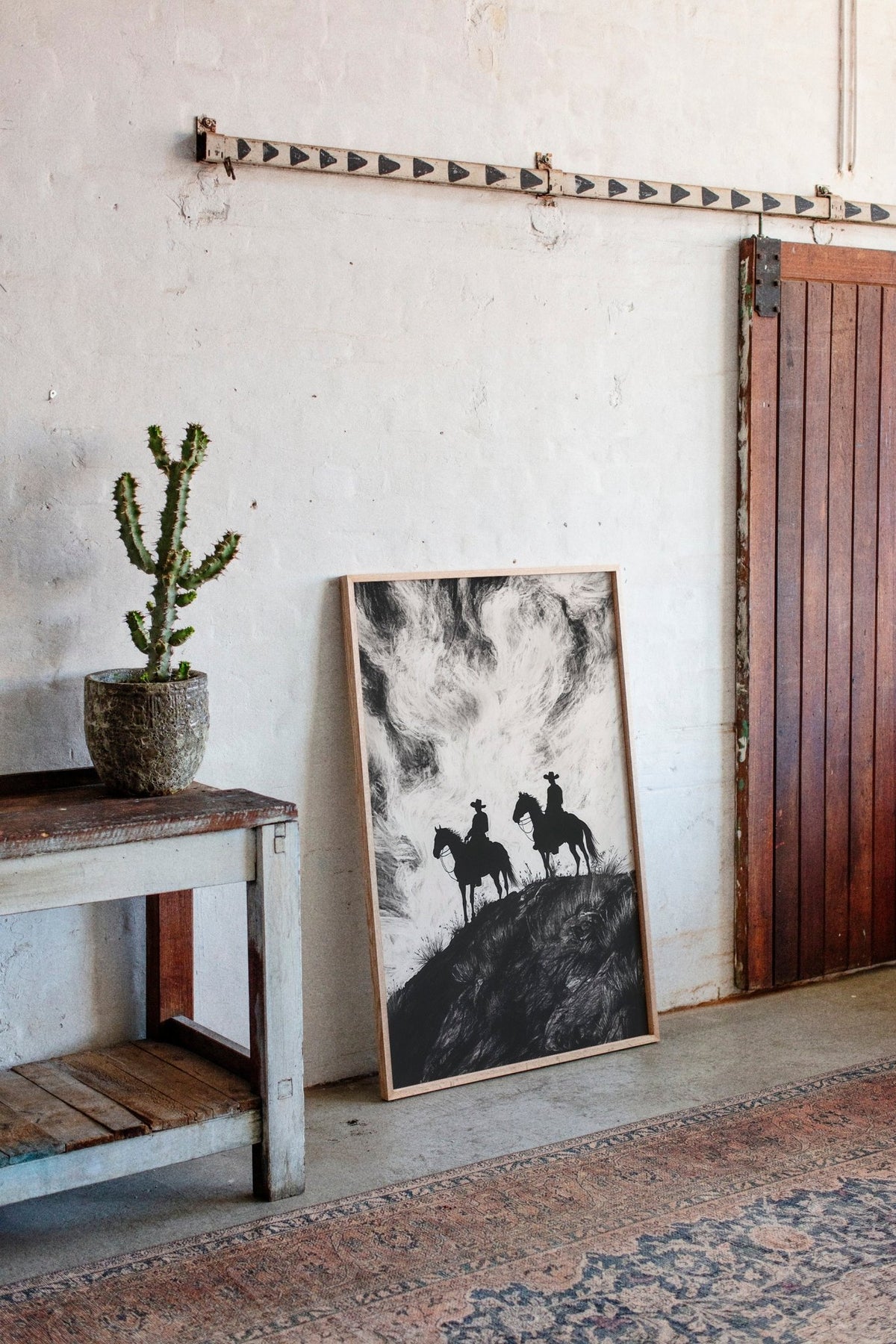Cowboy Ridge Silhouette Print – Western Horseback Wall Art - Quarter Circle AK Boutique