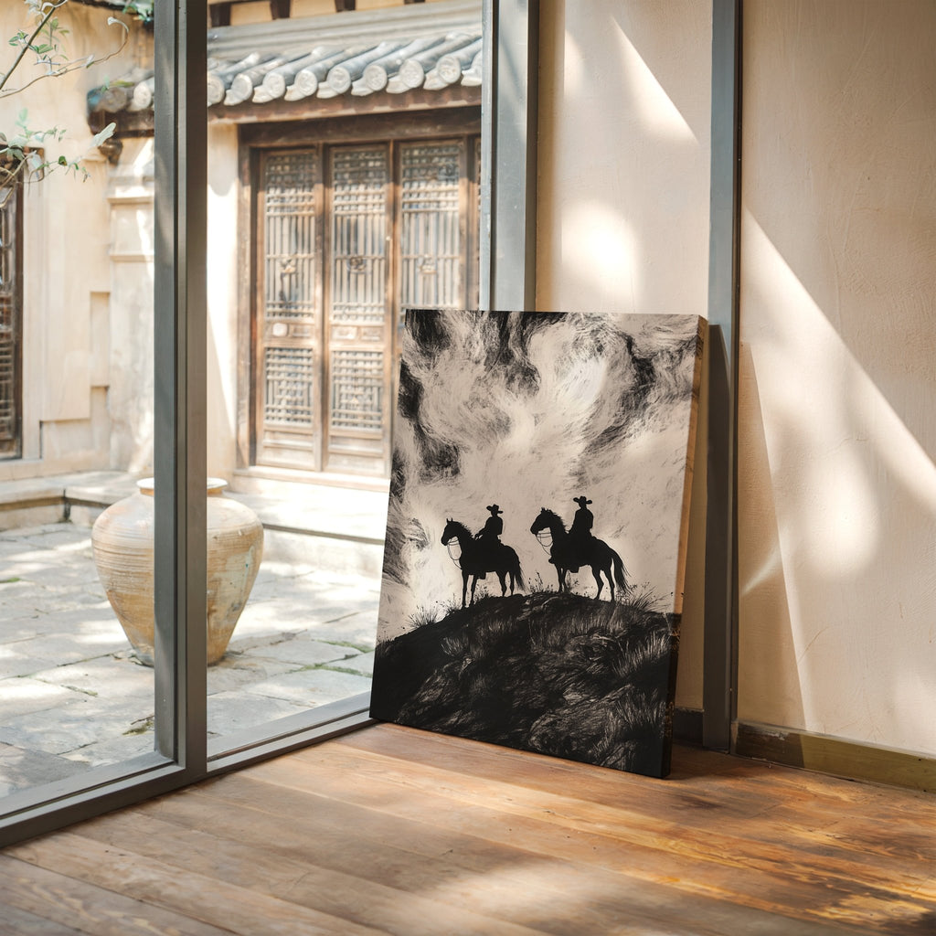 Cowboy Ridge Silhouette Print – Western Horseback Wall Art - Quarter Circle AK Boutique