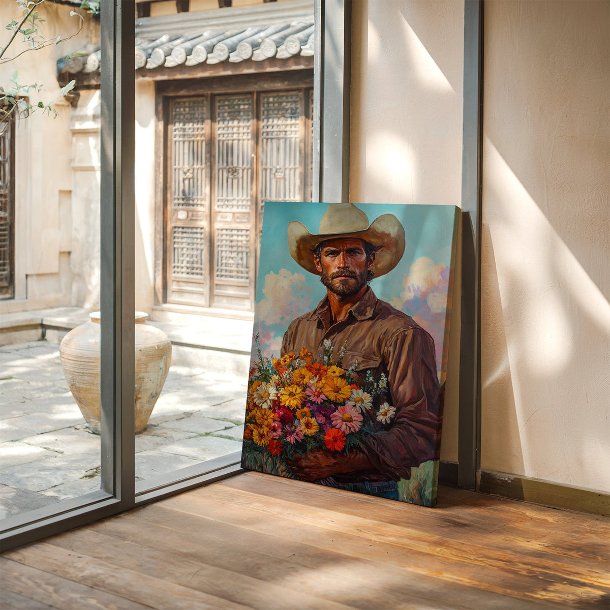 Cowboy with Flowers – Romantic Western Wall Art - Quarter Circle AK Boutique