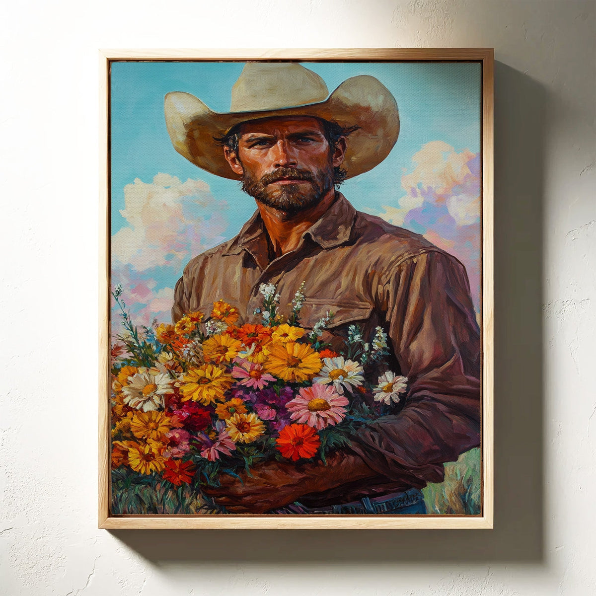 Cowboy with Flowers – Romantic Western Wall Art - Quarter Circle AK Boutique