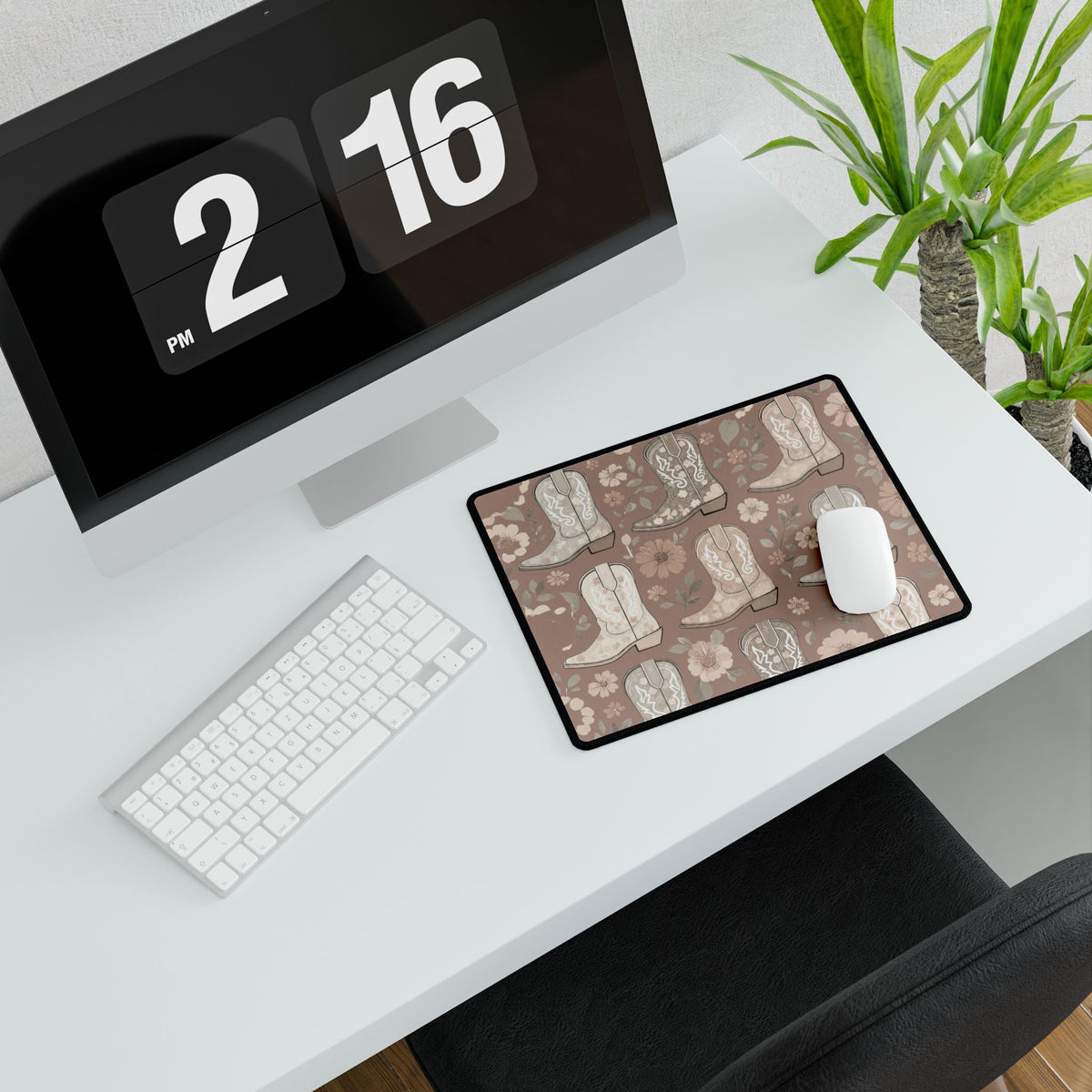 Cowgirl Boot Desk Mat | Western Floral Boho Mouse Pad for Country-Chic Workspaces - Quarter Circle AK Boutique