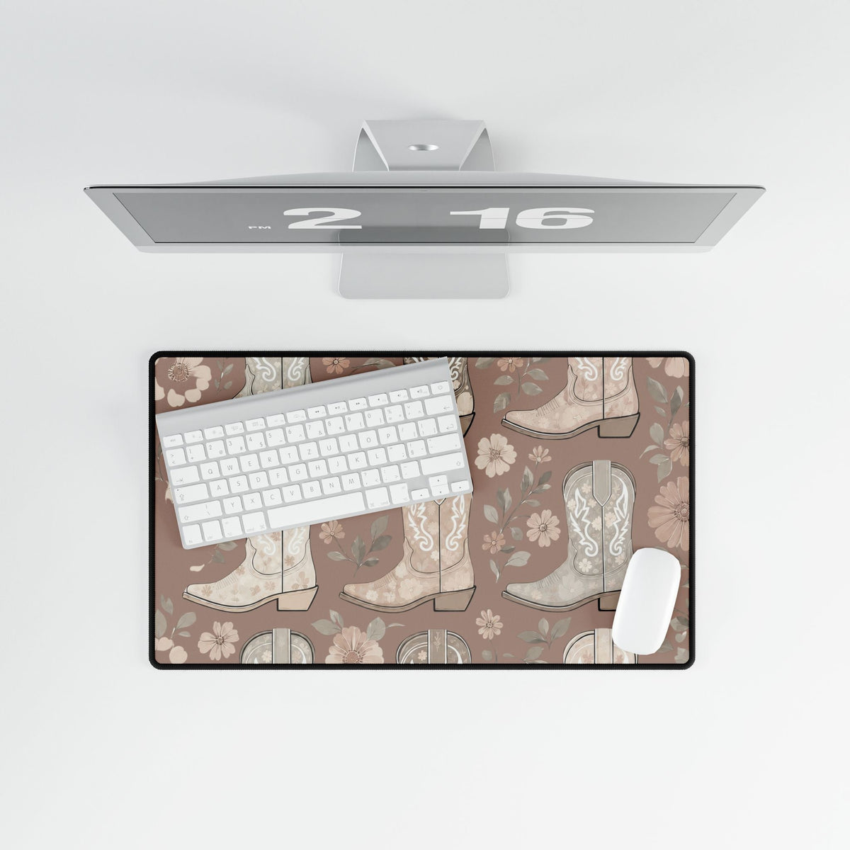 Cowgirl Boot Desk Mat | Western Floral Boho Mouse Pad for Country-Chic Workspaces - Quarter Circle AK Boutique