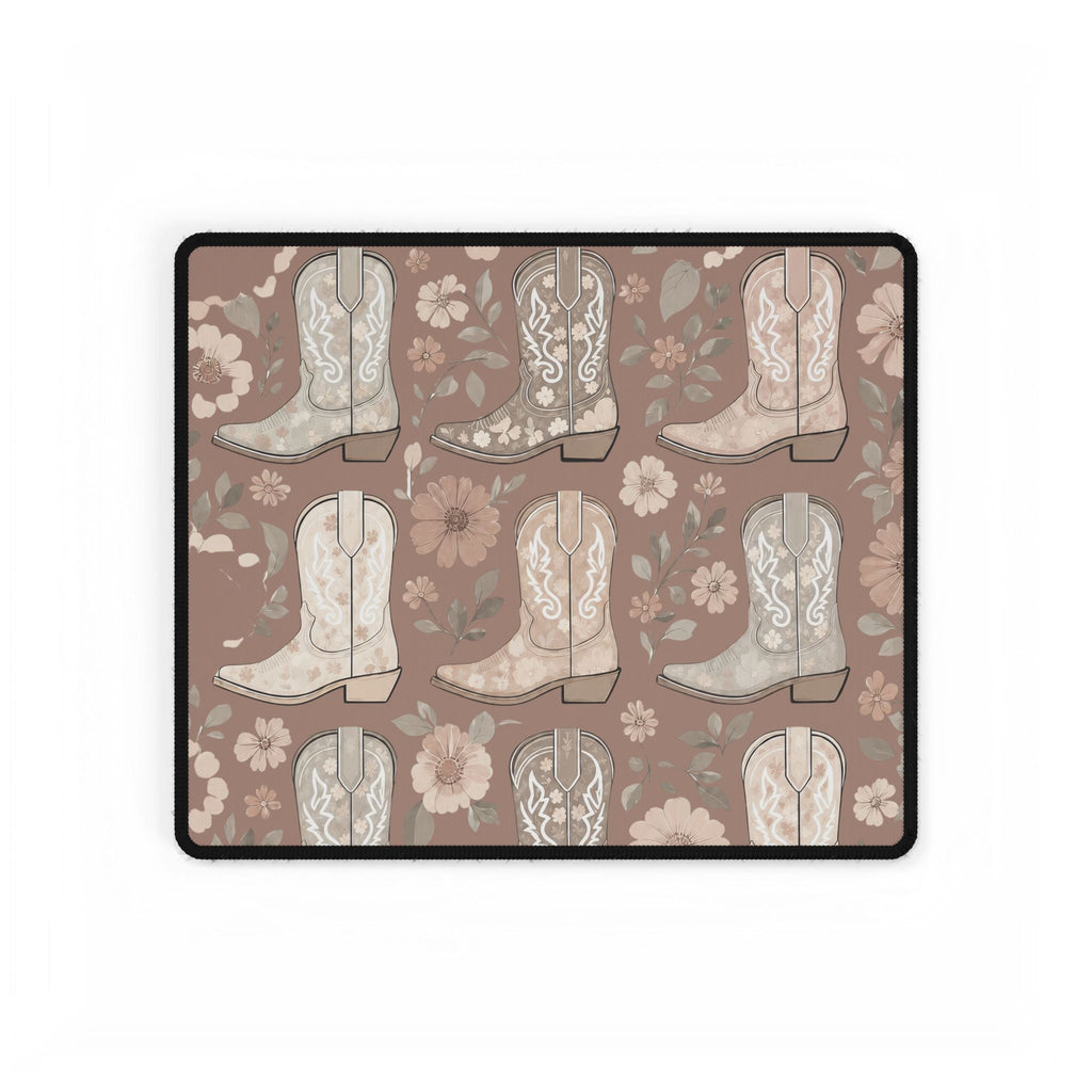 Cowgirl Boot Desk Mat | Western Floral Boho Mouse Pad for Country-Chic Workspaces - Quarter Circle AK Boutique