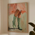 Cowgirl Boots & Lace Dress – Western Feminine Wall Art - Quarter Circle AK Boutique
