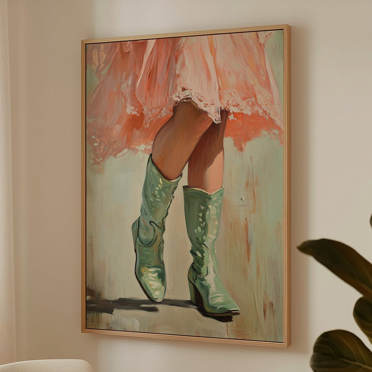 Cowgirl Boots & Lace Dress – Western Feminine Wall Art - Quarter Circle AK Boutique