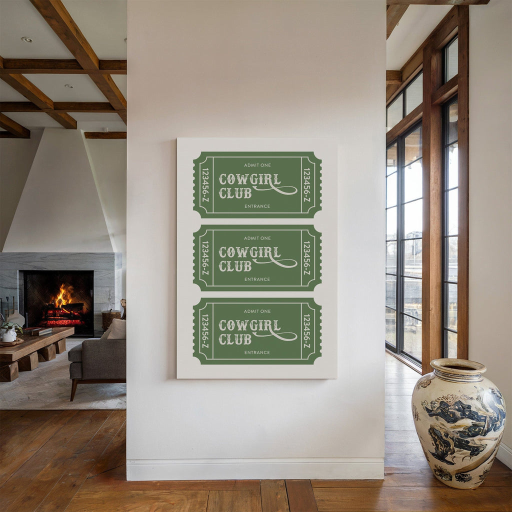 Cowgirl Club Ticket Print – Western Aesthetic Wall Art - Quarter Circle AK Boutique