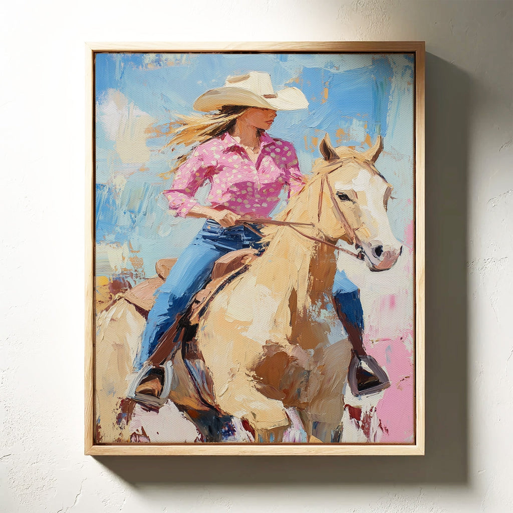 Cowgirl on Horseback – Western Rodeo Wall Art - Quarter Circle AK Boutique