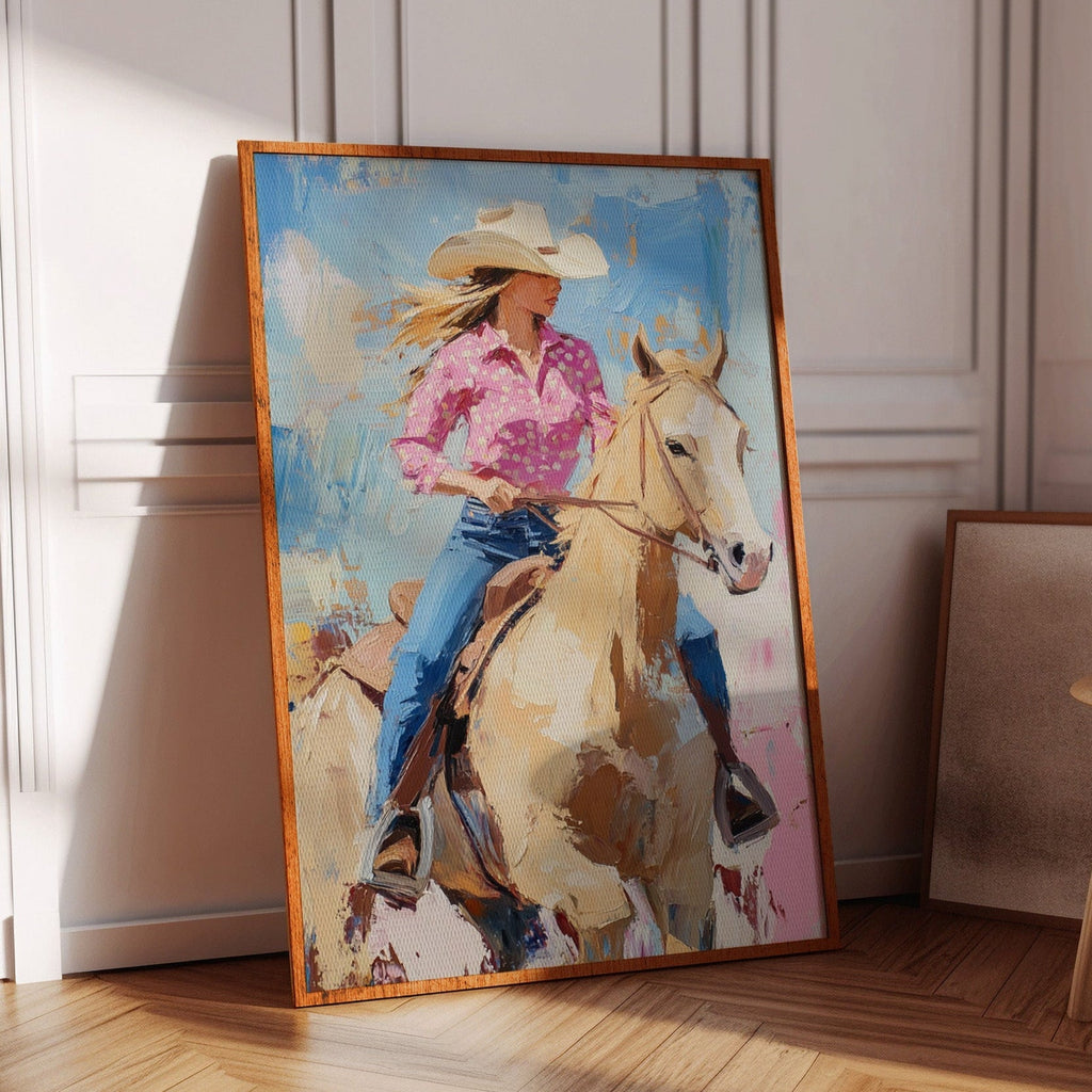 Cowgirl on Horseback – Western Rodeo Wall Art - Quarter Circle AK Boutique