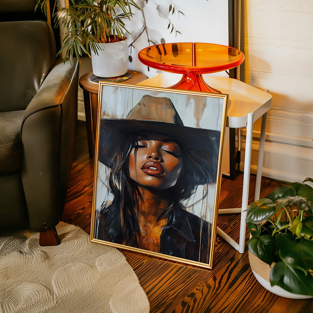 Cowgirl Serenity – Bold Black Western Beauty Portrait Canvas - Quarter Circle AK Boutique