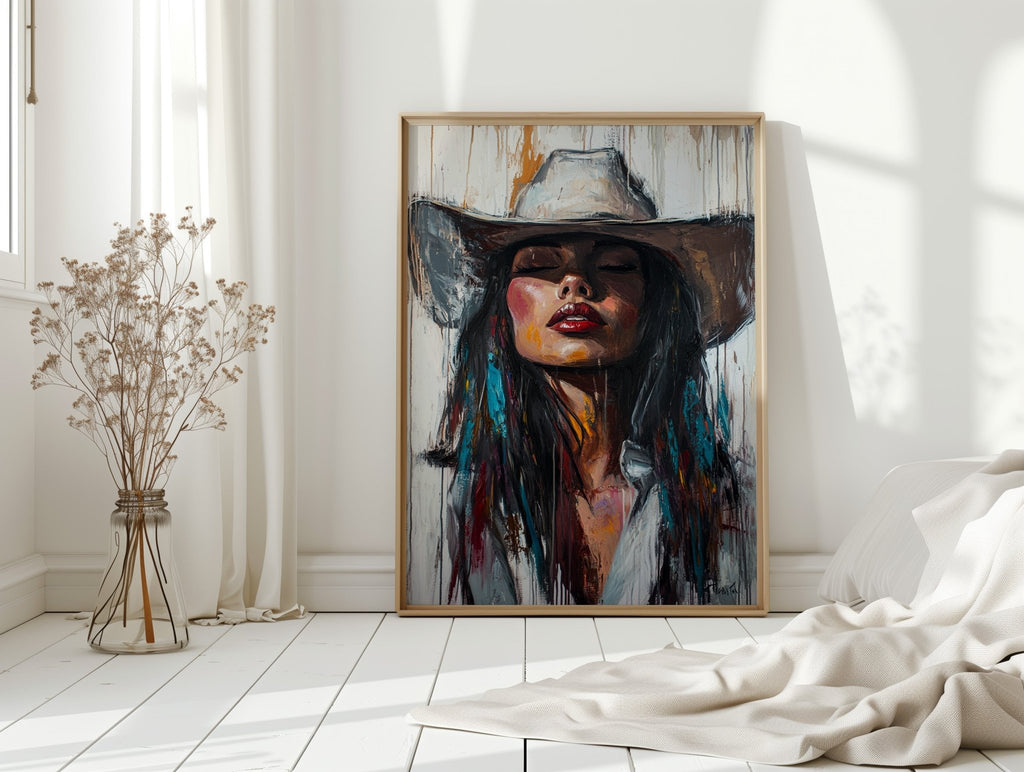 Cowgirl Spirit Canvas – Western Woman Portrait Wall Art - Quarter Circle AK Boutique