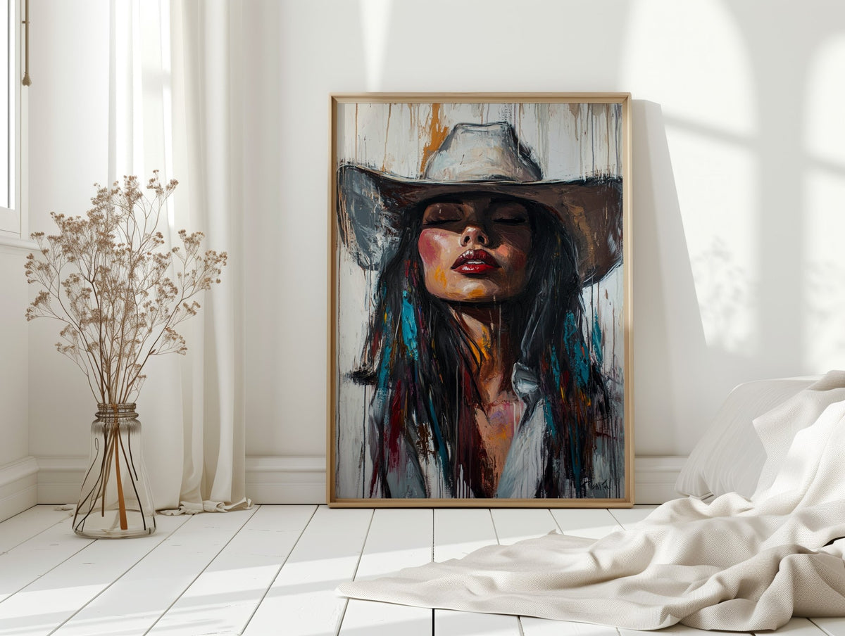 Cowgirl Spirit Canvas – Western Woman Portrait Wall Art - Quarter Circle AK Boutique