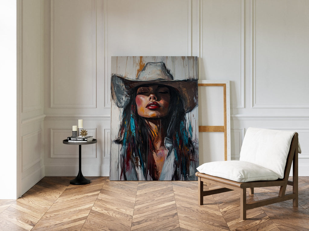 Cowgirl Spirit Canvas – Western Woman Portrait Wall Art - Quarter Circle AK Boutique
