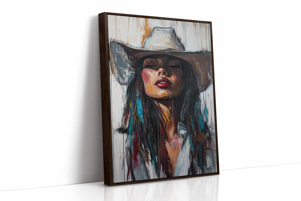 Cowgirl Spirit Canvas – Western Woman Portrait Wall Art - Quarter Circle AK Boutique