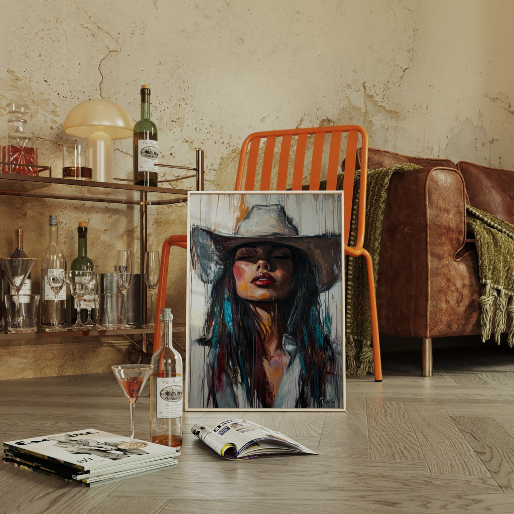 Cowgirl Spirit Canvas – Western Woman Portrait Wall Art - Quarter Circle AK Boutique