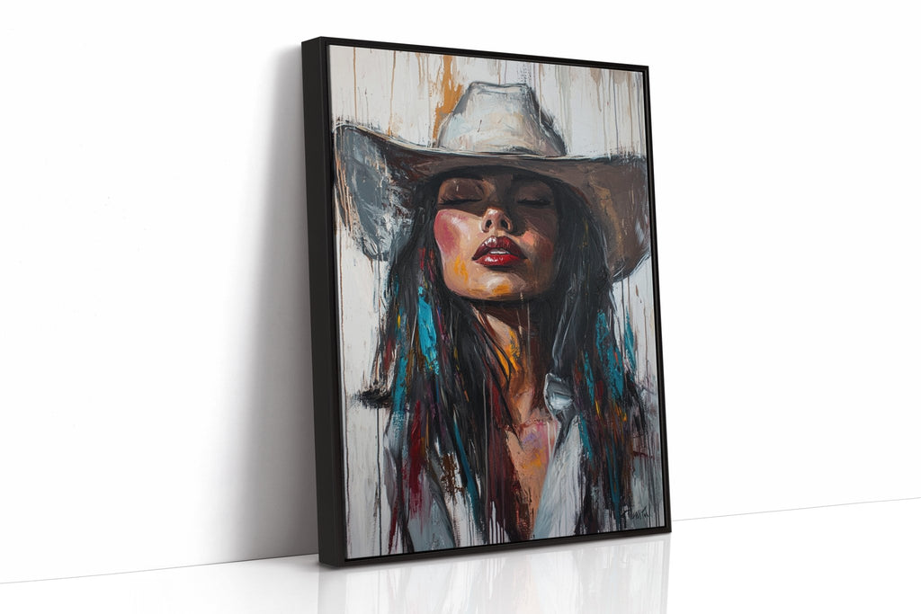 Cowgirl Spirit Canvas – Western Woman Portrait Wall Art - Quarter Circle AK Boutique