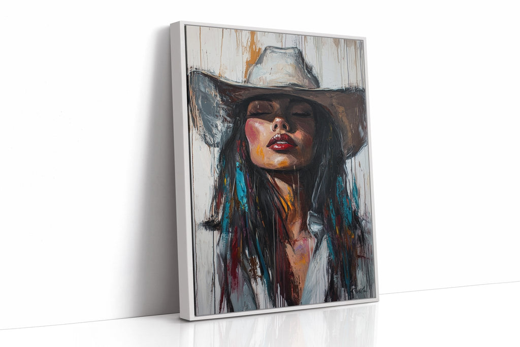 Cowgirl Spirit Canvas – Western Woman Portrait Wall Art - Quarter Circle AK Boutique