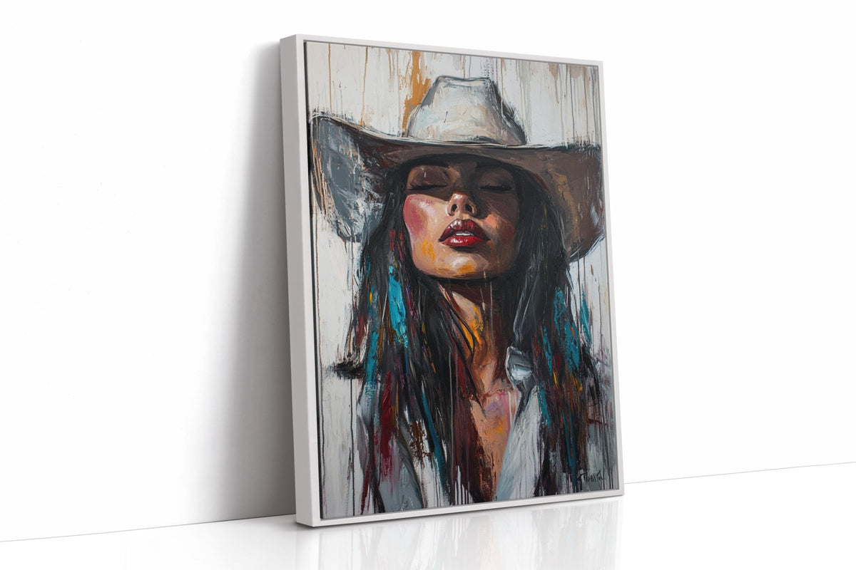 Cowgirl Spirit Canvas – Western Woman Portrait Wall Art - Quarter Circle AK Boutique