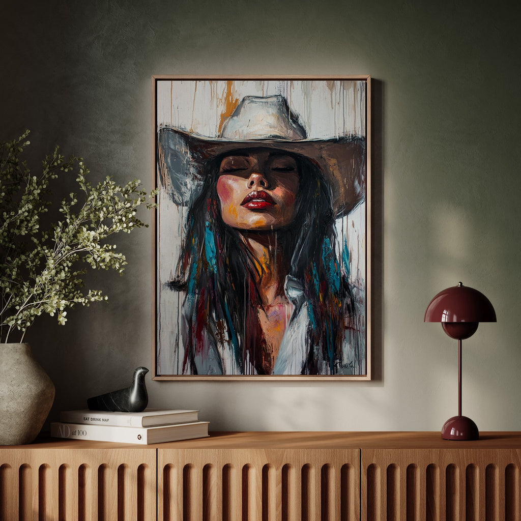 Cowgirl Spirit Canvas – Western Woman Portrait Wall Art - Quarter Circle AK Boutique