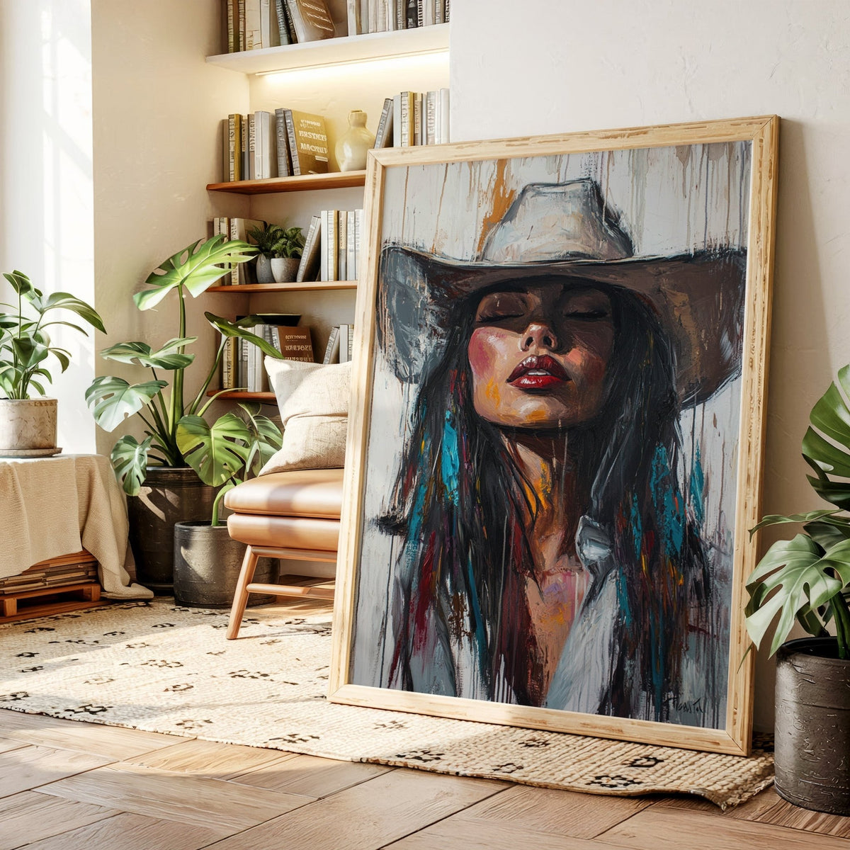 Cowgirl Spirit Canvas – Western Woman Portrait Wall Art - Quarter Circle AK Boutique