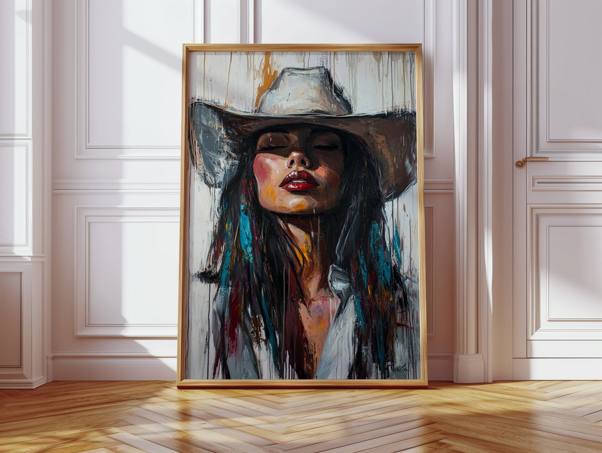 Cowgirl Spirit Canvas – Western Woman Portrait Wall Art - Quarter Circle AK Boutique
