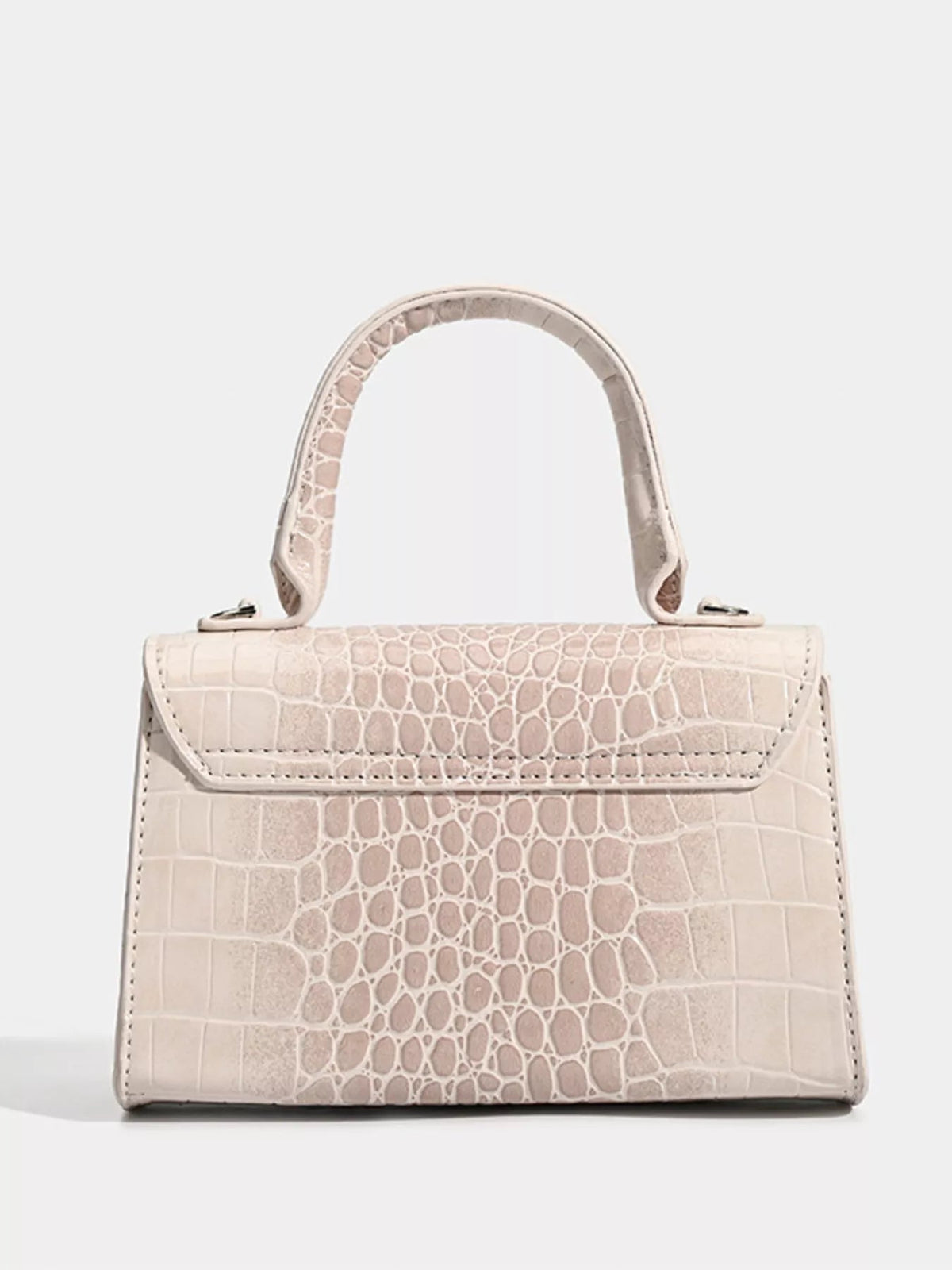 Croc-Embossed Top Handle Handbag - Quarter Circle AK Boutique