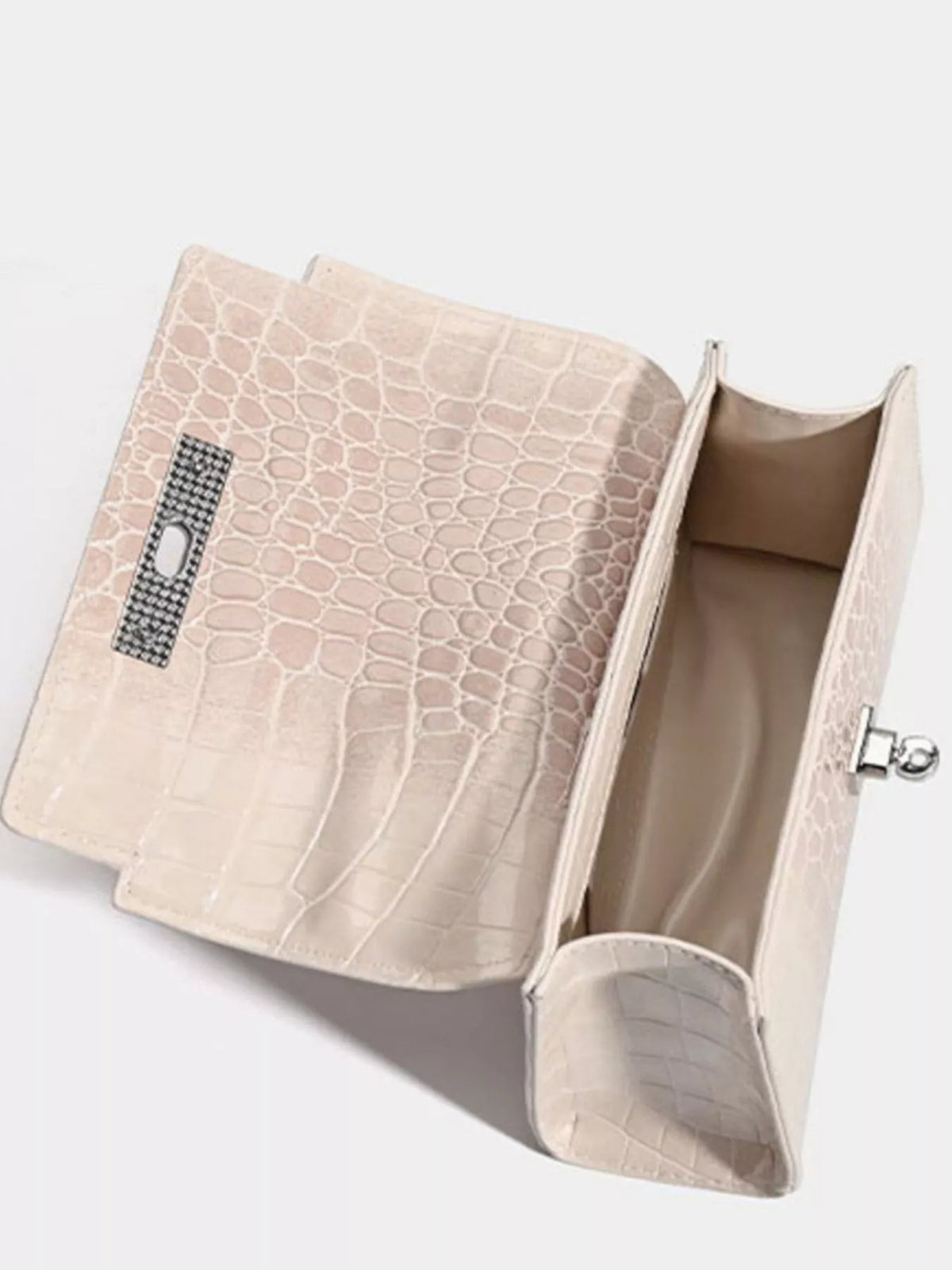 Croc-Embossed Top Handle Handbag - Quarter Circle AK Boutique