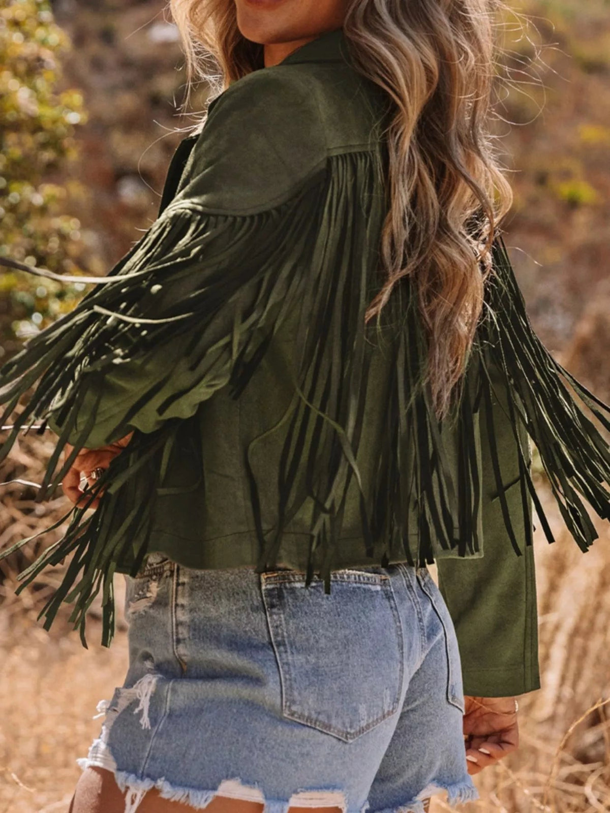 Cropped Fringe Faux Suede Jacket - Quarter Circle AK Boutique