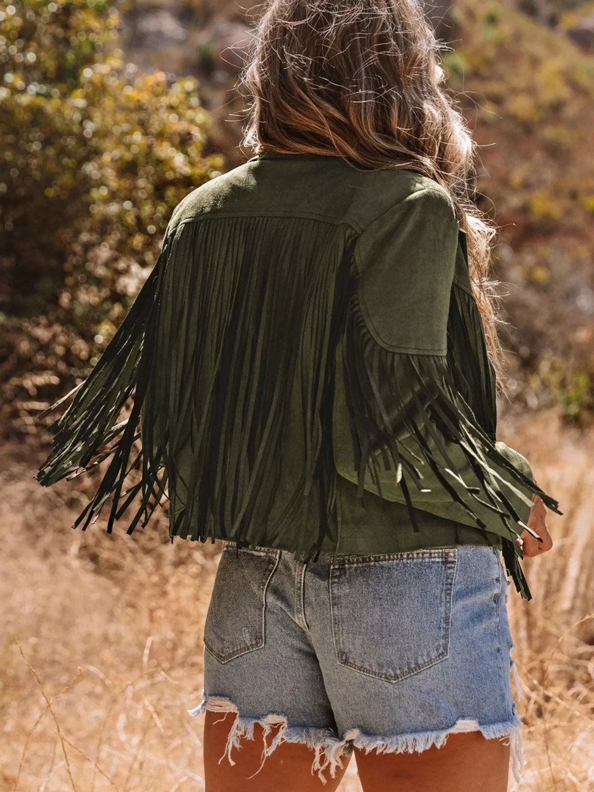 Cropped Fringe Faux Suede Jacket - Quarter Circle AK Boutique