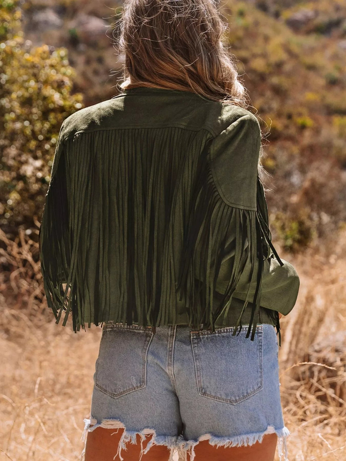 Cropped Fringe Faux Suede Jacket - Quarter Circle AK Boutique