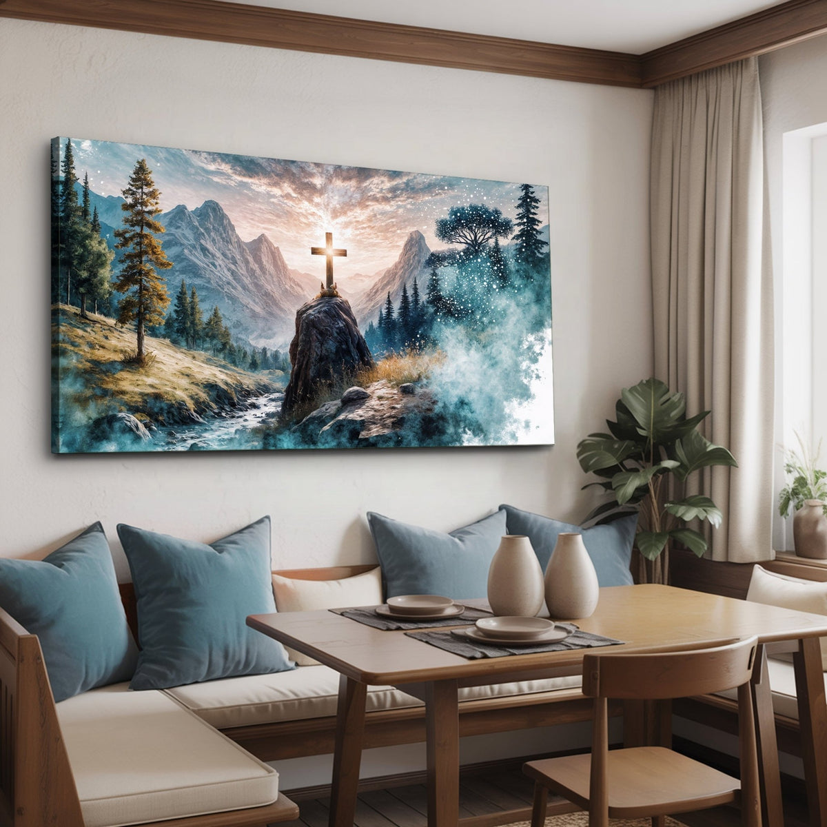 Cross On A Hill Faith Wall Art - Quarter Circle AK Boutique