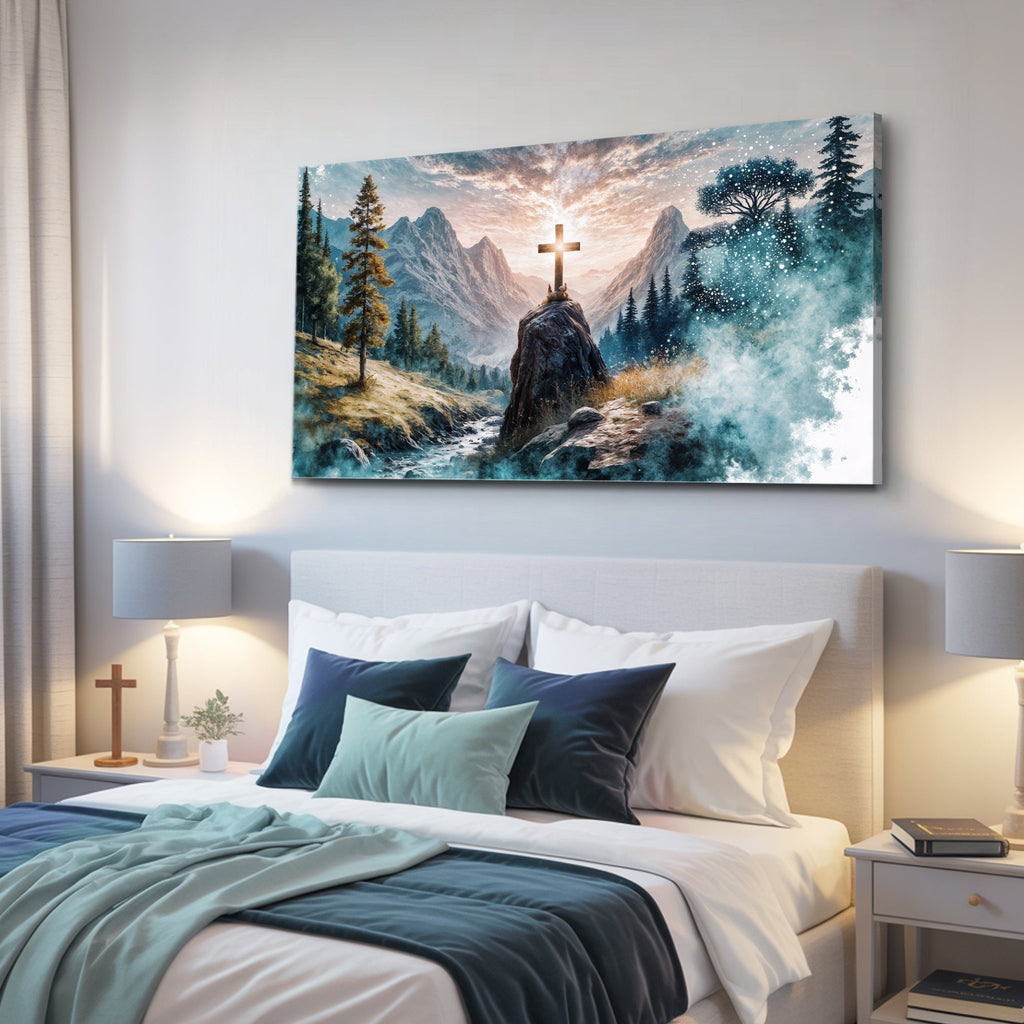 Cross On A Hill Faith Wall Art - Quarter Circle AK Boutique