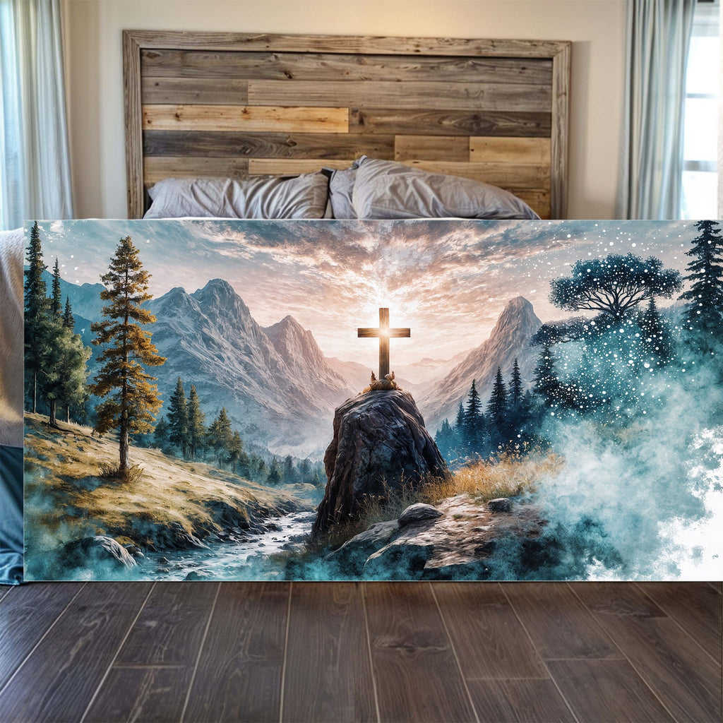 Cross On A Hill Faith Wall Art - Quarter Circle AK Boutique