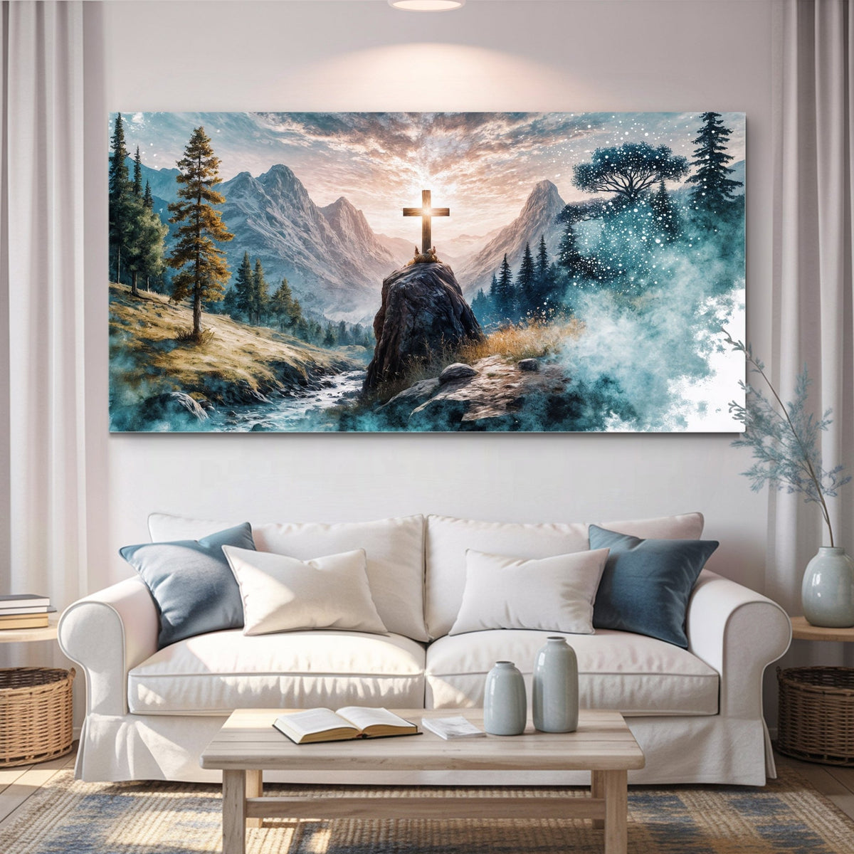Cross On A Hill Faith Wall Art - Quarter Circle AK Boutique