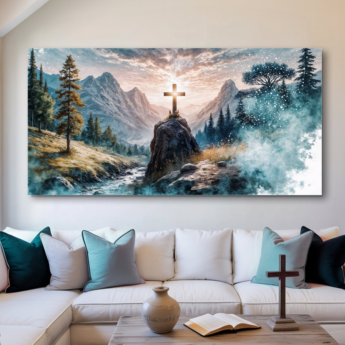 Cross On A Hill Faith Wall Art - Quarter Circle AK Boutique