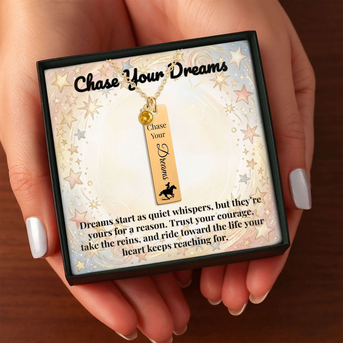 Chase Your Dreams Vertical Bar Necklace with Birthstone