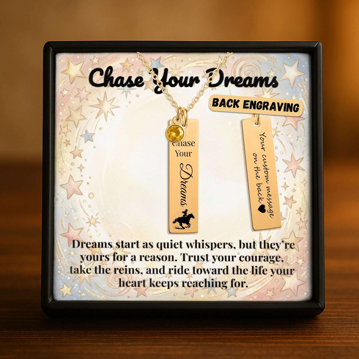 Chase Your Dreams Vertical Bar Necklace with Birthstone