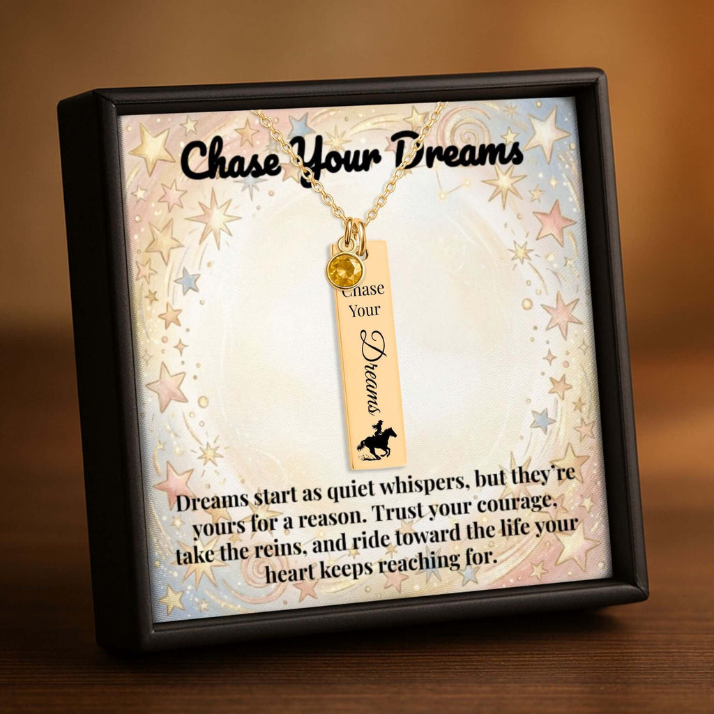 Chase Your Dreams Vertical Bar Necklace with Birthstone