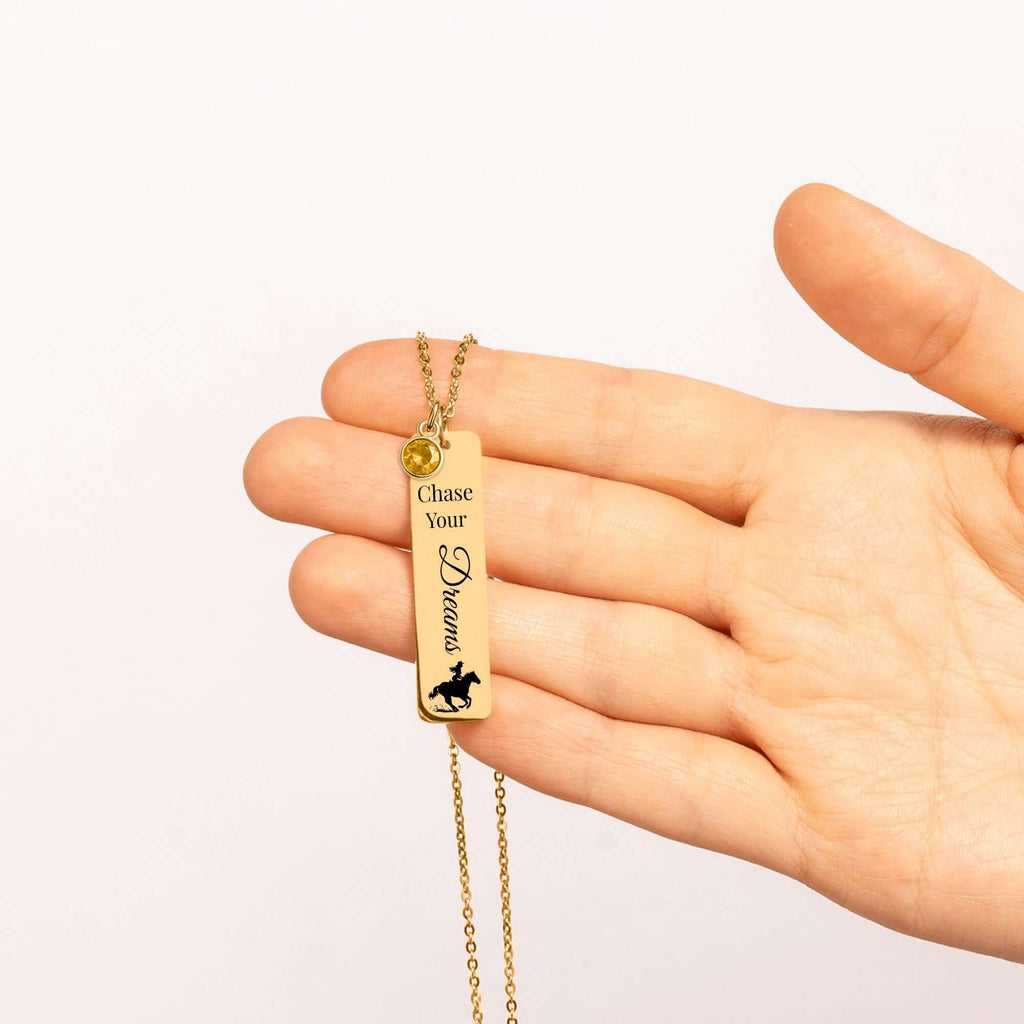 Chase Your Dreams Vertical Bar Necklace with Birthstone