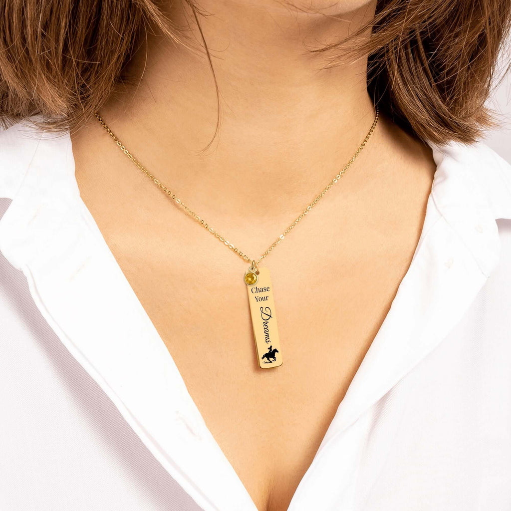 Chase Your Dreams Vertical Bar Necklace with Birthstone