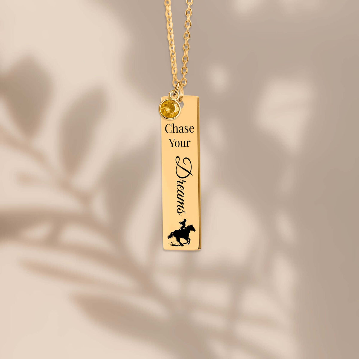 Chase Your Dreams Vertical Bar Necklace with Birthstone