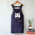 Cute Cat Apron – Durable Canvas Kitchen Apron with 3 Pockets - Quarter Circle AK Boutique
