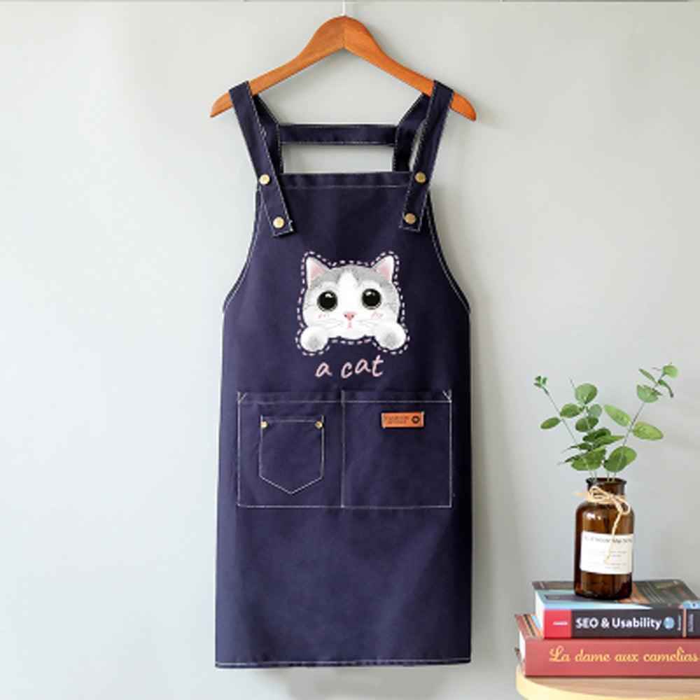 Cute Cat Apron – Durable Canvas Kitchen Apron with 3 Pockets - Quarter Circle AK Boutique