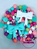 ACRYLIC SILICONE BEAD MIX W/JUMBO BOWS #39 (51ct)