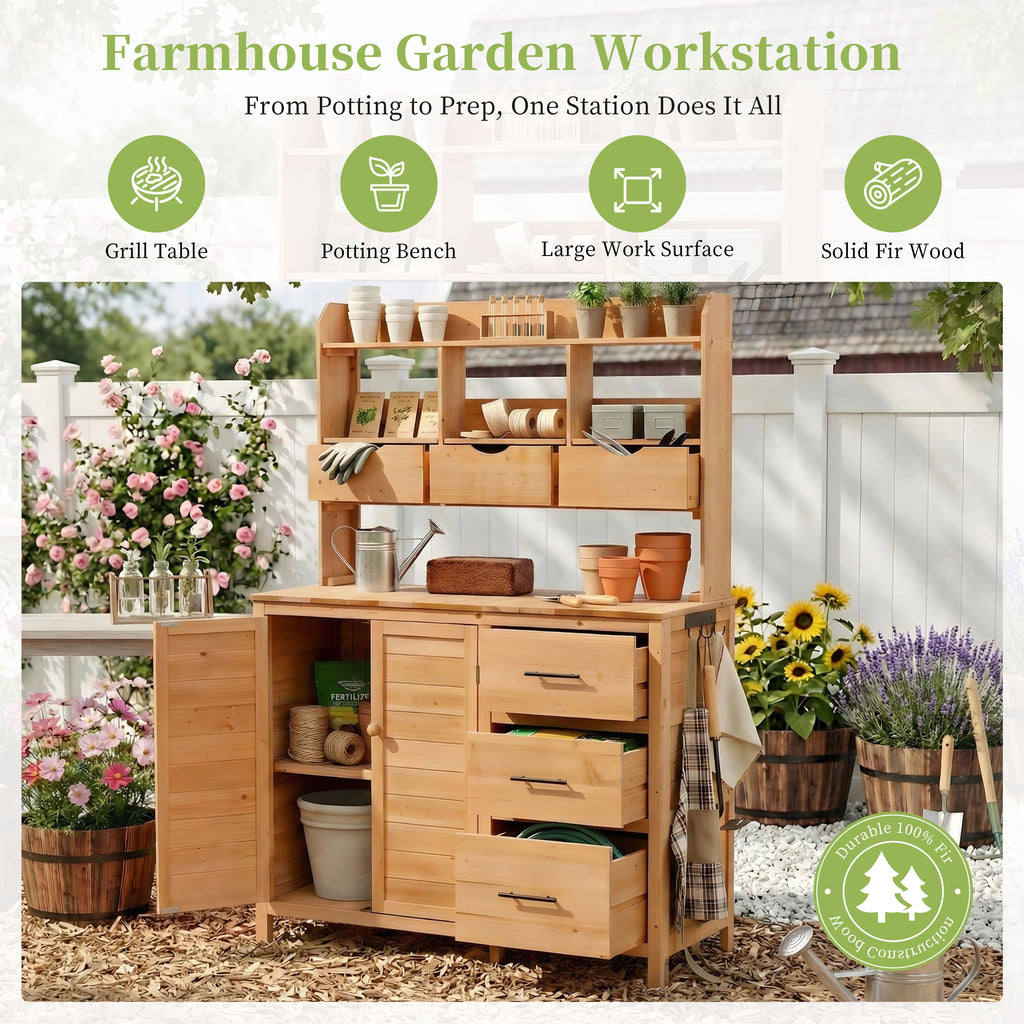 TOPMAX Farmhouse Patio Potting Bench